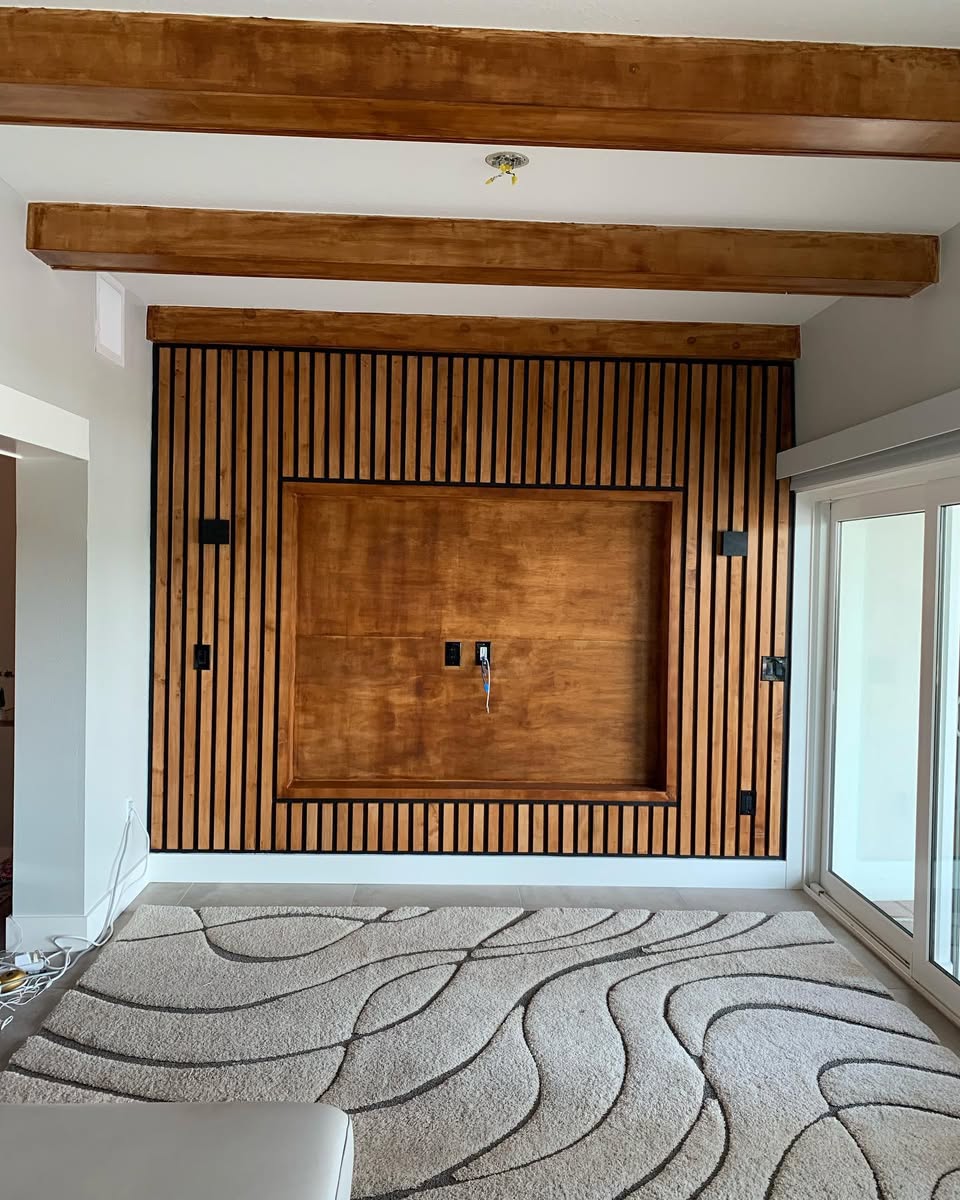 Custom wood slat accent wall